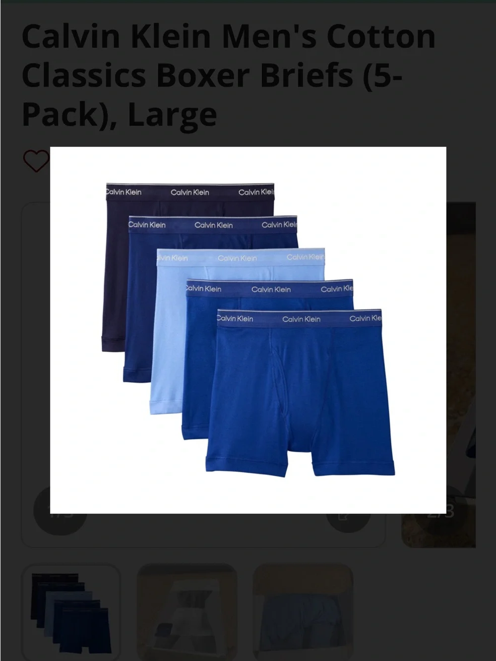 NIB Calvin Klein Men's Cotton Boxer Briefs - Blue 5-Pack